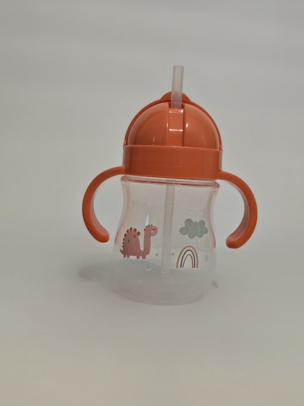 Orange Toddler Straw Sippy Cup with Handles NWOT.